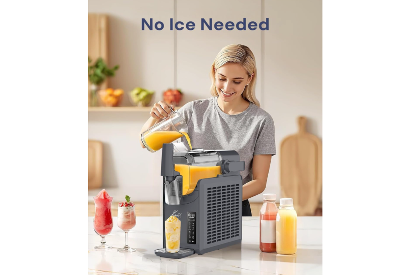 Enveix Slushie Machine, Professional Frozen Drink Maker, 2L Capacity,5 Preset Programs,Time Display, No Ice Needed