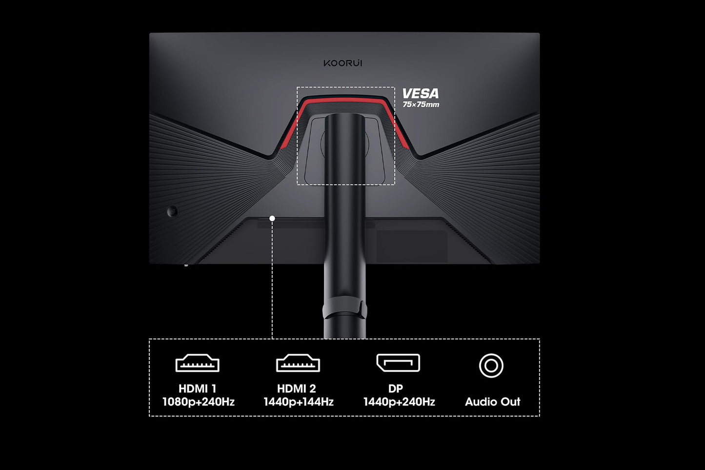 KOORUI 27-इंच गेमिंग मॉनिटर IPS QHD 2560 x 1440 240Hz 1ms 27E3QK