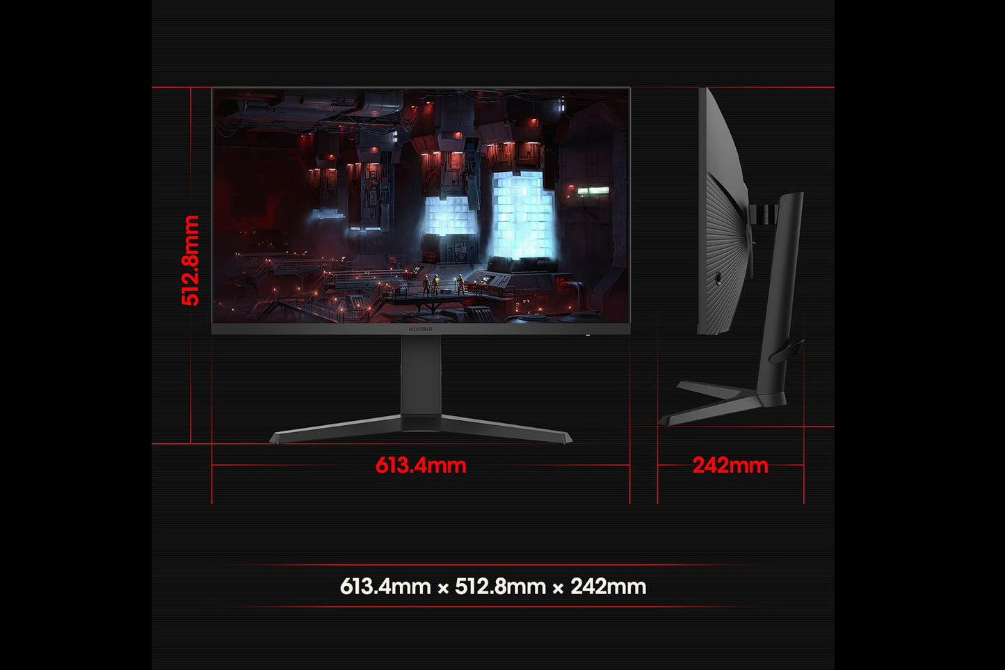KOORUI 27-इंच गेमिंग मॉनिटर IPS QHD 2560 x 1440 240Hz 1ms 27E3QK