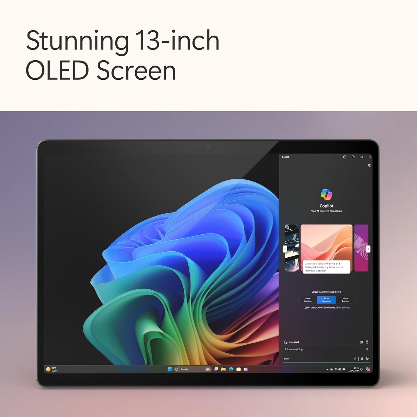 Microsoft Surface Pro 11th Edition 13", Copilot+ PC, X Elite (OLED) / 16GB RAM / 512GB / Win 11 Home / काला / Wi-Fi / TRA / ZIA-00025