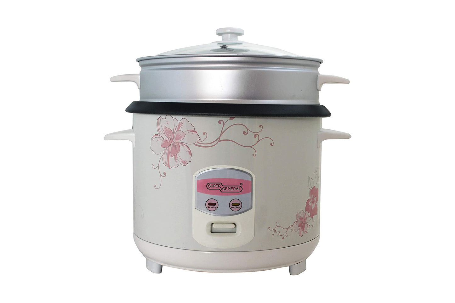 Super General 3 Liter Electric Rice Cooker, White, SGRC-30W, 32.5 x 31.8 x 31.8 cm