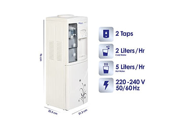 Super General Hot and Cold Water Dispenser, Water-Cooler with Cabinet and Cup-Holder, SGL-1171 Instant-Hot-Water, 2 Taps