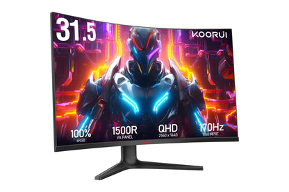 KOORUI 32-Inch Gaming Curved Monito VA QHD 2560 x 1440 170Hz 1ms 32E6QC