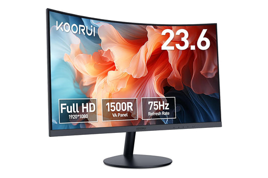 KOORUI 24-Inch Computer Curved Monitor 1500R FHD 1920 x 1080 75Hz 24N5CA