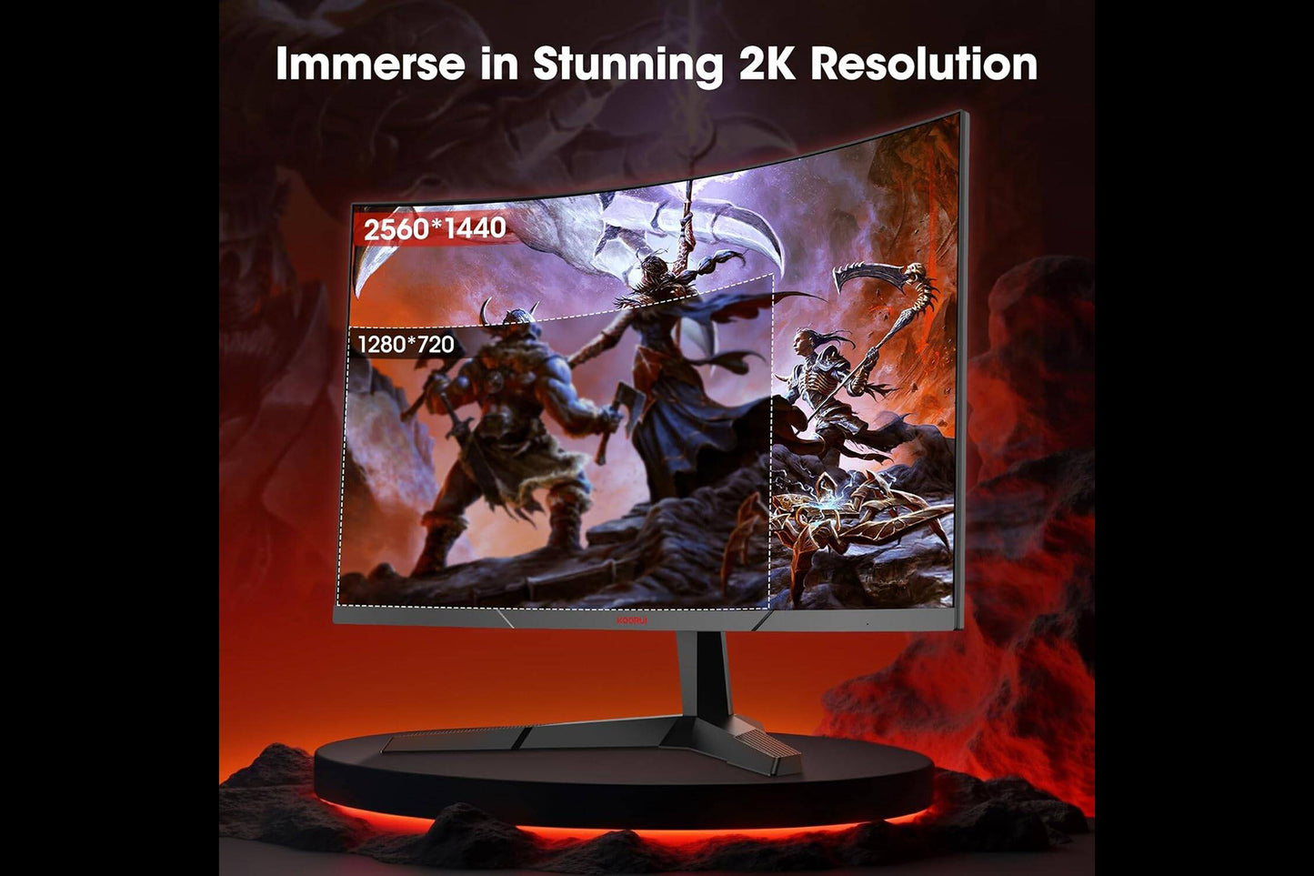 KOORUI 27-Inch Gaming Curved Monitor VA QHD 2560 x 1440 180Hz 1ms 27E6QCA
