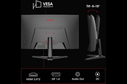 KOORUI 27-Inch Gaming Curved Monitor VA QHD 2560 x 1440 180Hz 1ms 27E6QCA