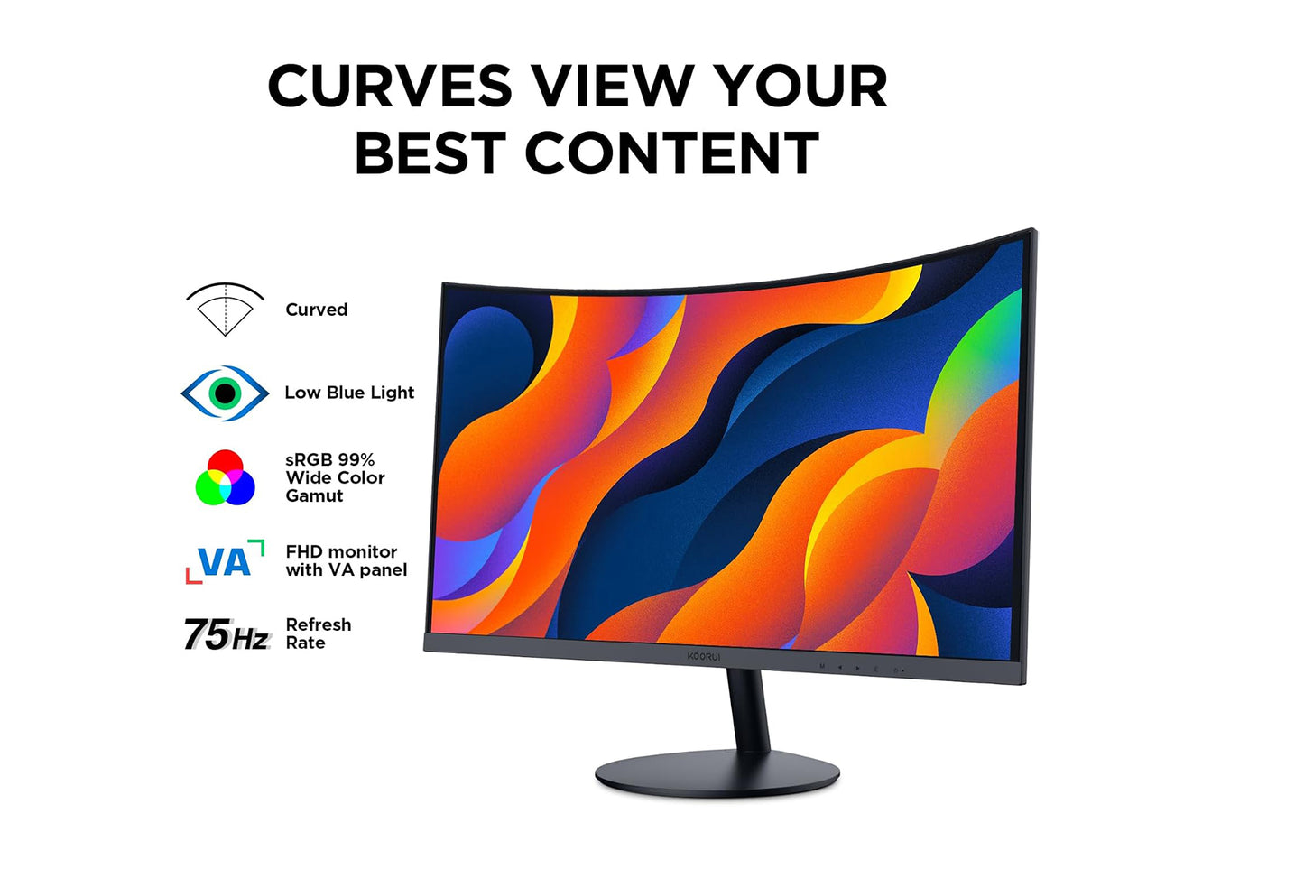 KOORUI 27-Inch Computer Curved Monitor 1500R FHD 1920 x 1080 75Hz 27N5CA