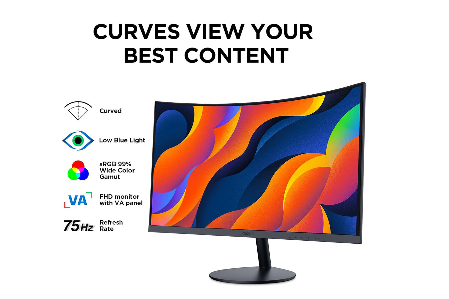 KOORUI 27-Inch Computer Curved Monitor 1500R FHD 1920 x 1080 75Hz 27N5CA